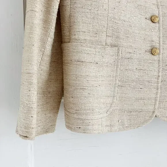 Vintage Devon Hall Cream Neutral Skirt Blazer Suit Set - Picture 10 of 16